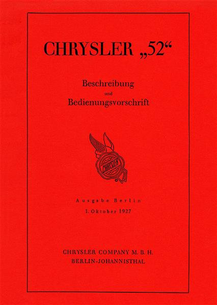 Chrysler 52 Betriebsanleitung