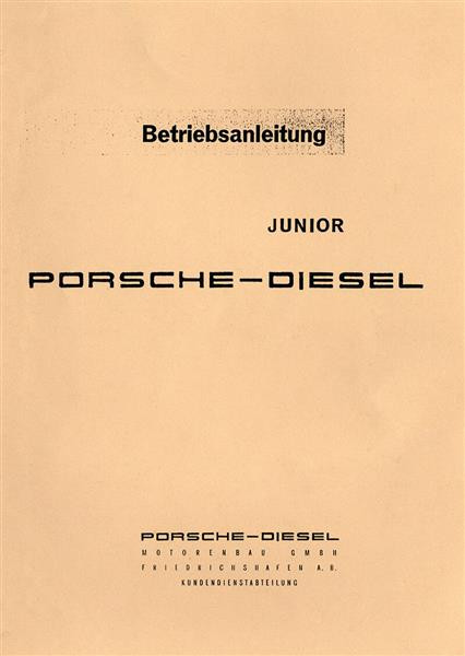 Porsche Diesel-Traktor Junior Betriebsanleitung