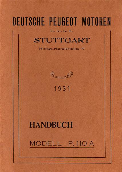 Peugeot P110A Handbuch