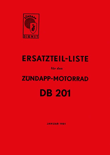 Zündapp DB201 Ersatzteilkatalog