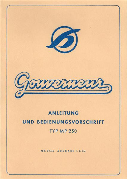 Hoffmann Gouverneur MP250 Betriebsanleitung