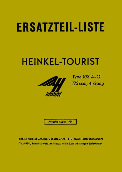Heinkel Tourist 175 Ersatzteilkatalog