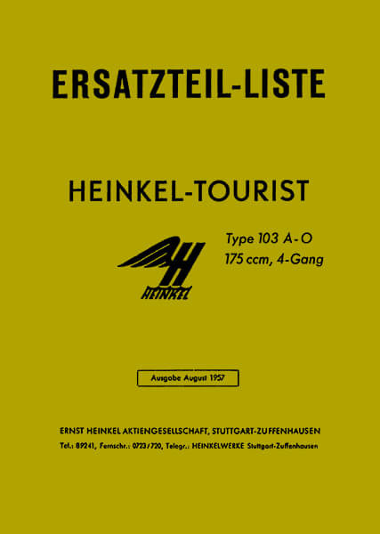 Heinkel Tourist 175 Ersatzteilkatalog