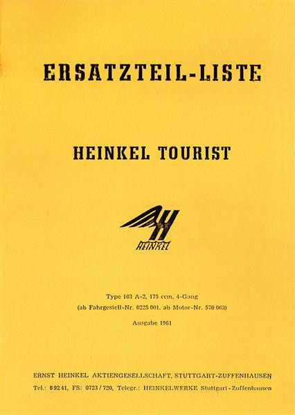 Heinkel Tourist 175 Ersatzteilliste