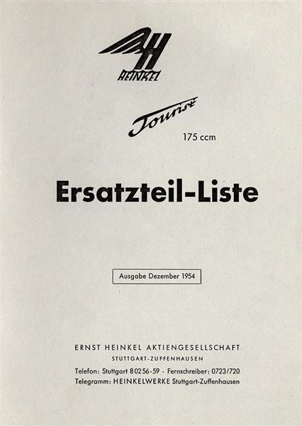 Heinkel Tourist 175 Ersatzteilkatalog