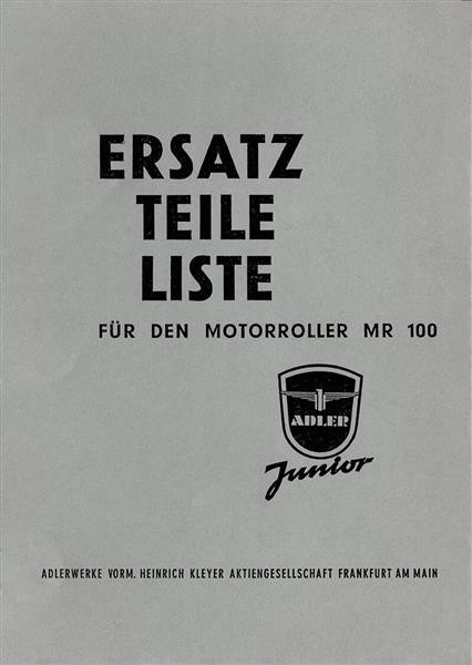 Adler MR100 Junior-Roller Ersatzteilkatalog
