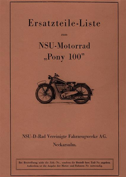 NSU Pony 100 Ersatzteilkatalog