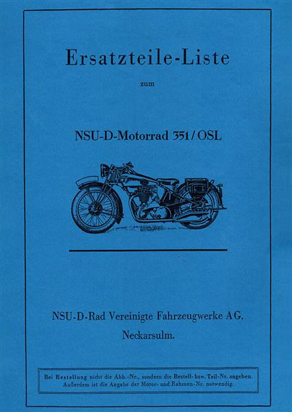 NSU 351S und 351OSL Ersatzteilkatalog