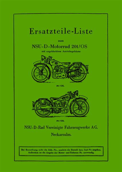 NSU 201OS 201OSL 251OS 251OSL Ersatzteilkatalog