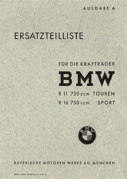 BMW R11 und R16 Ersatzteilkatalog