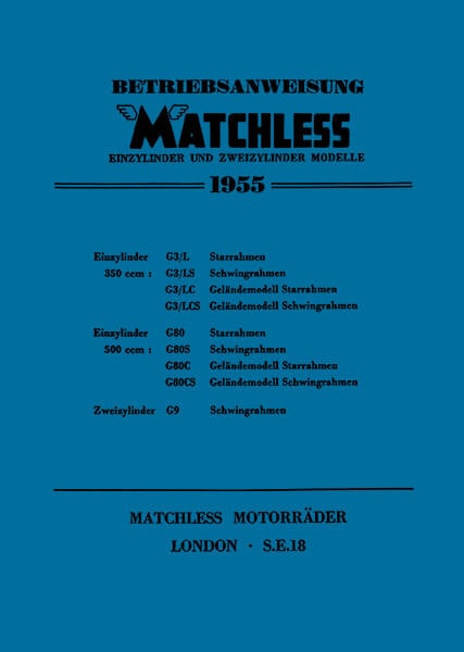 Matchless G3 G9 G80 Betriebsanleitung