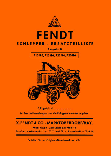 Fendt Dieselross F15 und F20 Ersatzteilkatalog