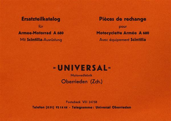 Universal A680 Armee-Motorrad Ersatzteilkatalog