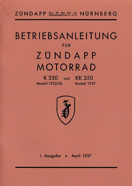 Zündapp K350 und KK350 Betriebsanleitung