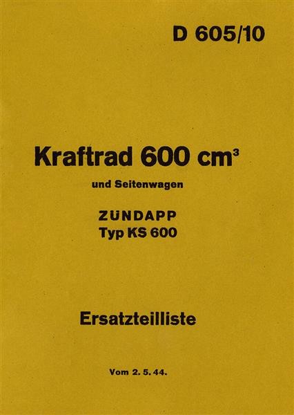 Zündapp KS600 mit Seitenwagen Ersatzteilliste