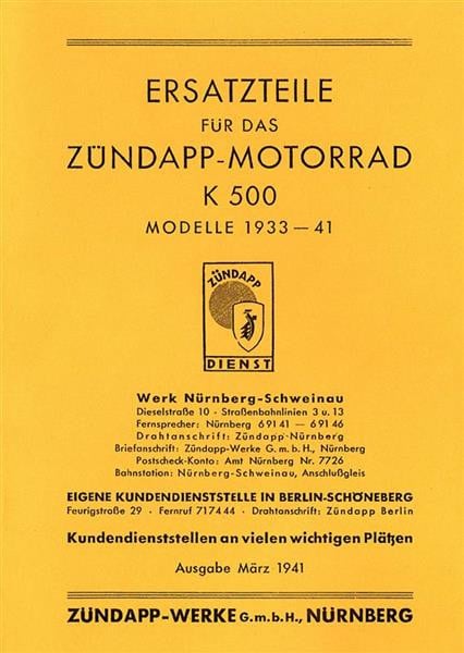 Zündapp K500 Ersatzteilkatalog