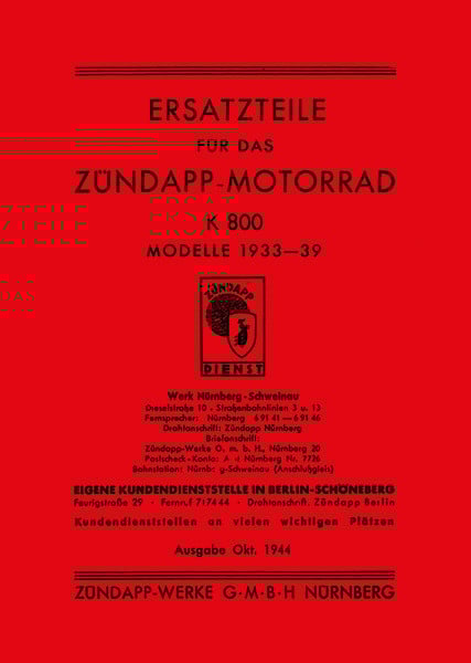 Zündapp K800 Ersatzteilkatalog