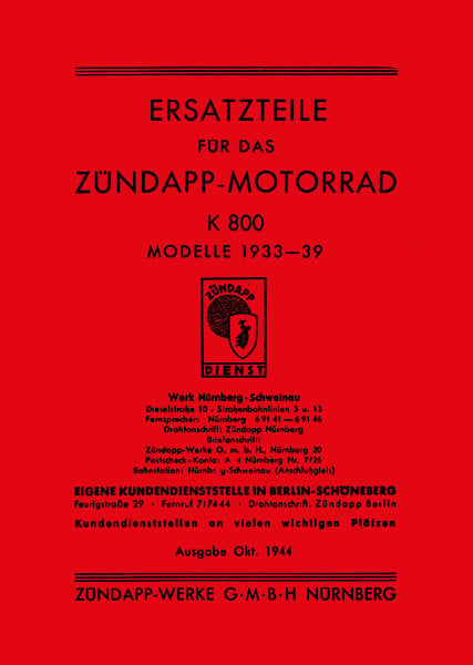 Zündapp K800 Ersatzteilkatalog