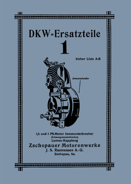 DKW 1 PS und 1,5 PS Motor Ersatzteilkatalog