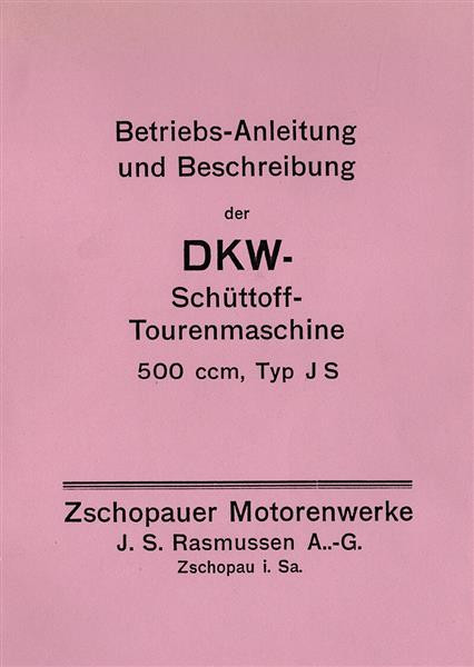 DKW Schüttoff JS 500 Tourenmaschine Betriebsanleitung