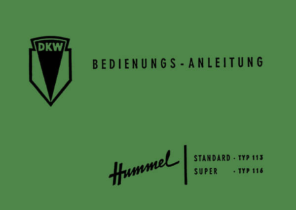 DKW Hummel Standard und Super Betriebsanleitung
