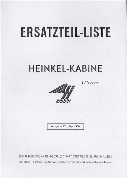 Heinkel Kabine Ersatzteilkatalog