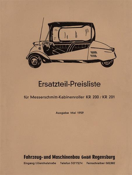 Messerschmitt KR200 und KR201 Ersatzteilkatalog