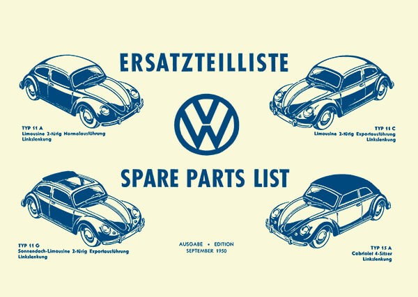 VW Käfer Typ 11 A/C/G Typ 15 A Cabrio Ersatzteilkatalog