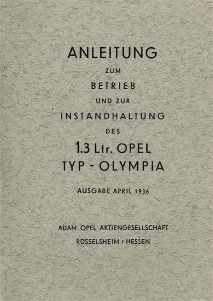 Opel Olympia 1.3 Betriebsanleitung