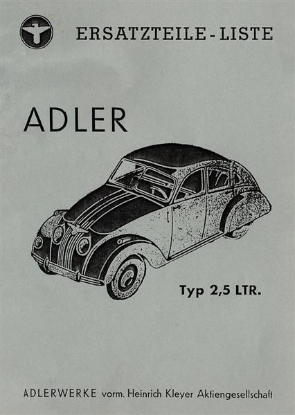 Adler Typ 2.5 Ltr. Ersatzteilkatalog