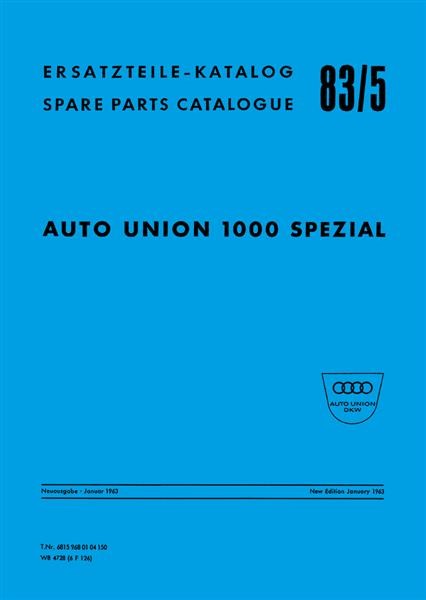 Auto Union DKW 1000 Spezial Ersatzteilkatalog