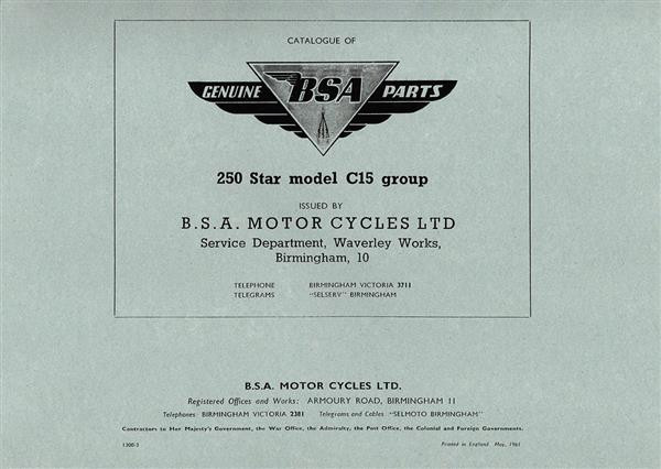 BSA 250 Star C15 Ersatzteilliste