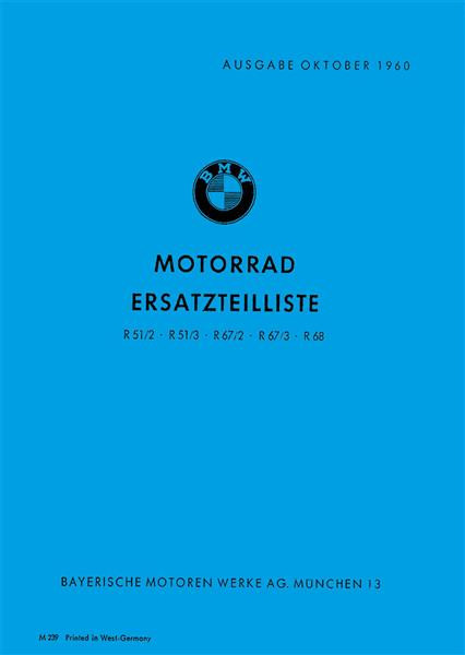 BMW R51/2 R51/3 R67/2 R67/3 R68 Ersatzteilkatalog