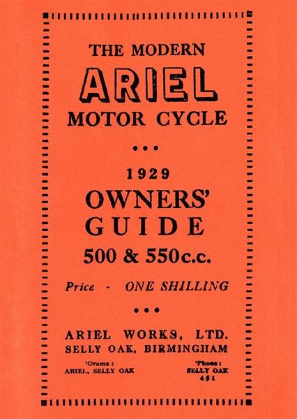 Ariel Motor Cycle 500 & 550 ccm 1929 Owner's Guide