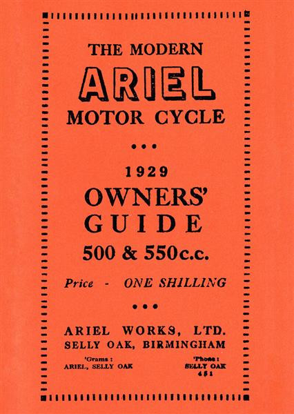 Ariel Motor Cycle 500 & 550 ccm 1929 Owner's Guide