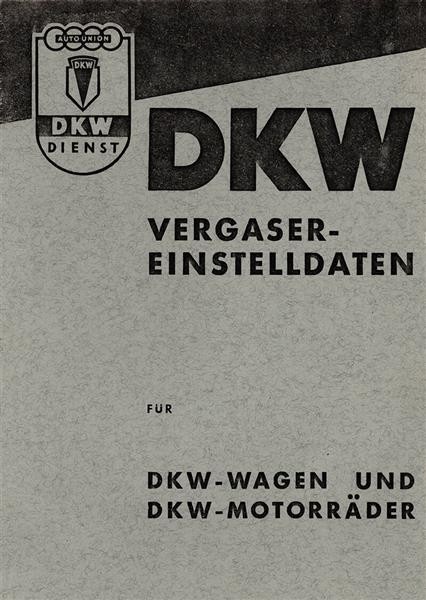 DKW Vergaser-Einstelldaten für Auto und Motorrad