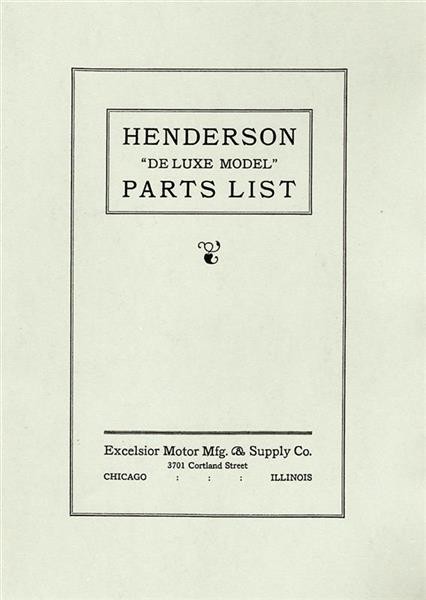 Henderson Deluxe Parts List