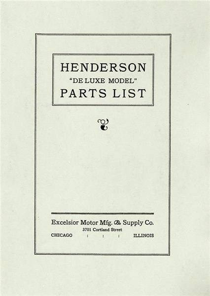 Henderson Deluxe Parts List