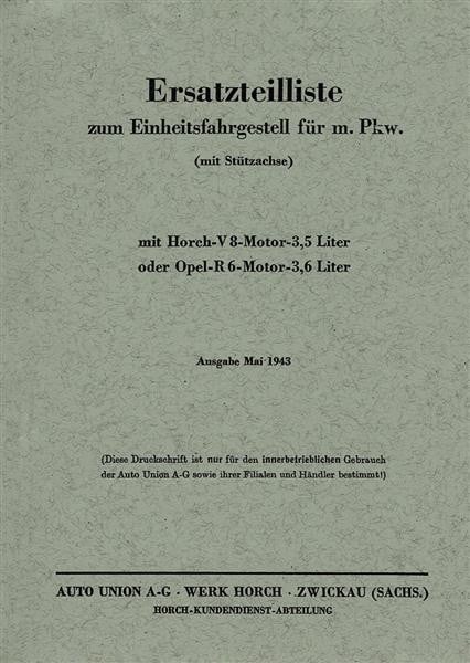 Horch Einheitsfahrgestell Ersatzteilkatalog