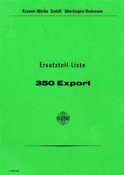 Kramer 350 Export Ersatzteilliste