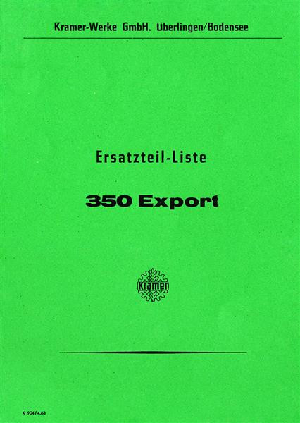 Kramer 350 Export Ersatzteilliste
