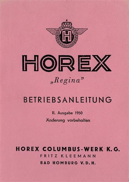 Horex Regina 1 Betriebsanleitung