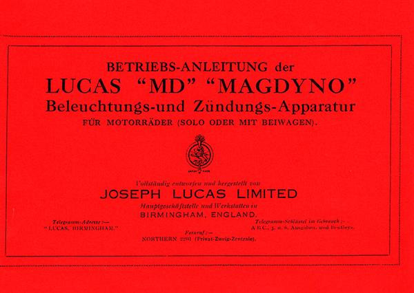 Lucas MD Magdyno Betriebsanleitung