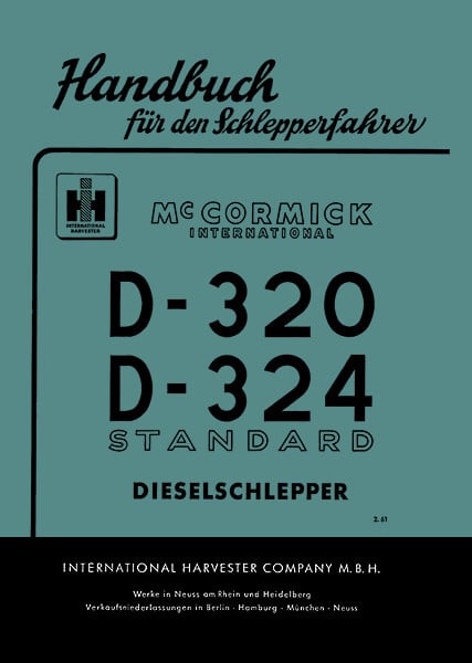 Mc Cormick D-320 und D-324 Standard Betriebsanleitung