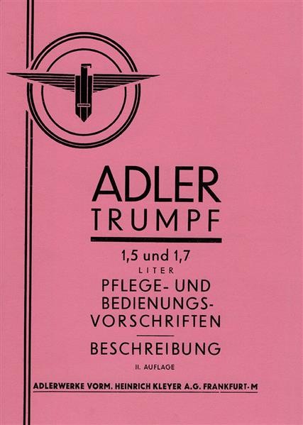 Adler Trumpf 1.5 und 1.5 Modelle Betriebsanleitung