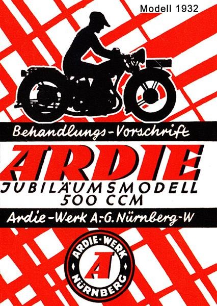 Ardie 500 ccm Jubiläumsmodell Betriebsanleitung