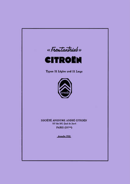 Citroen 11 Légère und Large Betriebsanleitung
