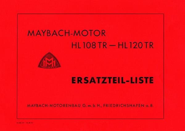 Maybach-Motor HL108TR und HL120TR Ersatzteilliste