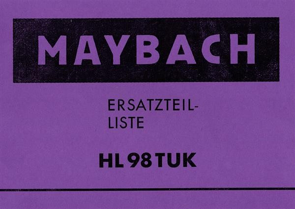 Maybach HL 98 TUK Ersatzteilliste