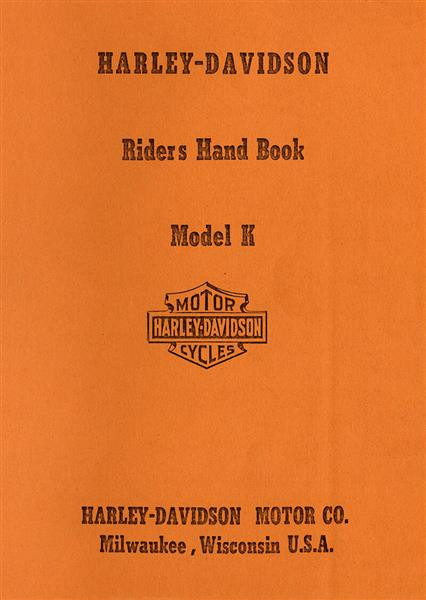 Harley-Davidson K - Riders Handbooks